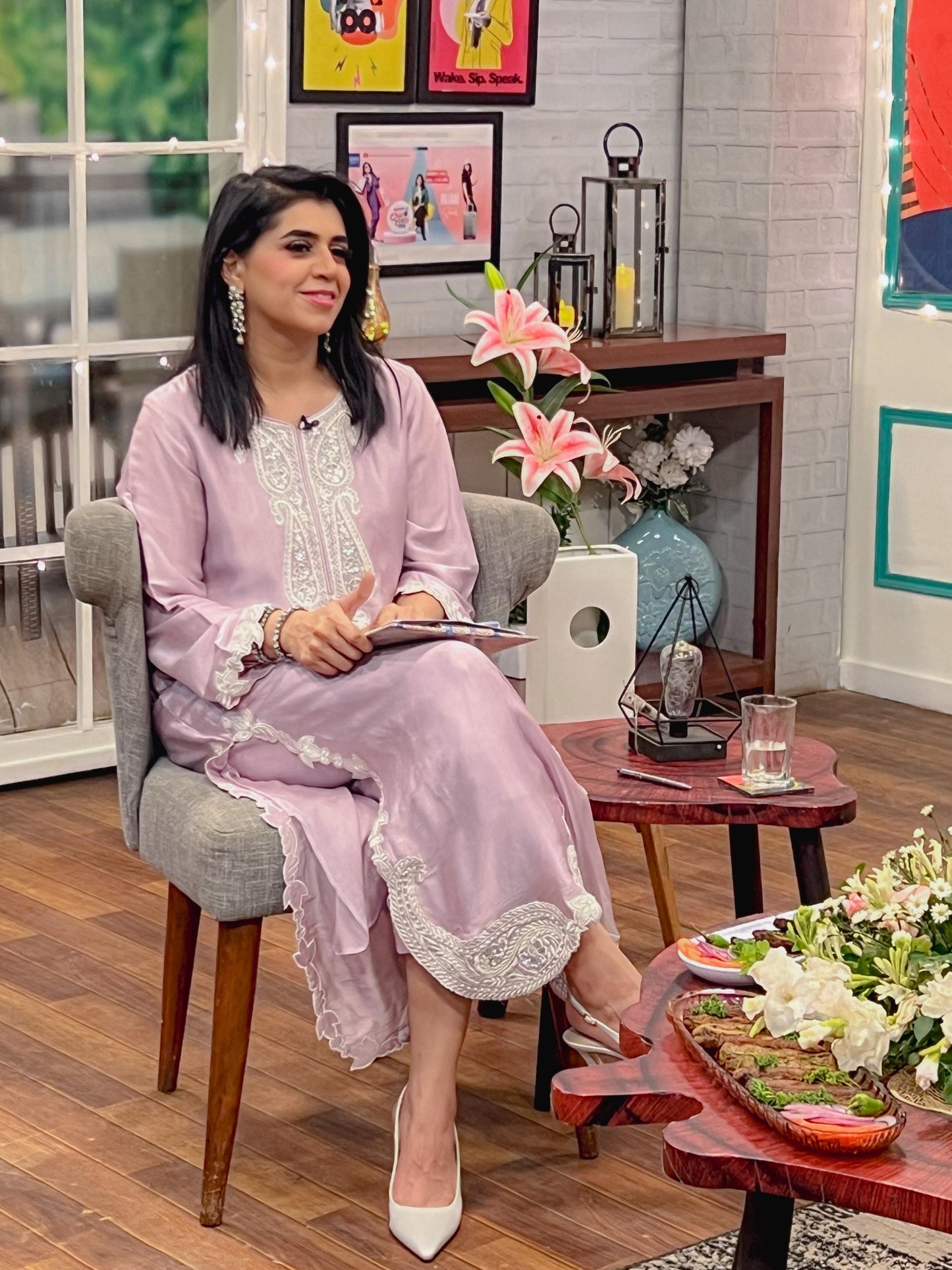 Rijha in Petal Silk Kaftan