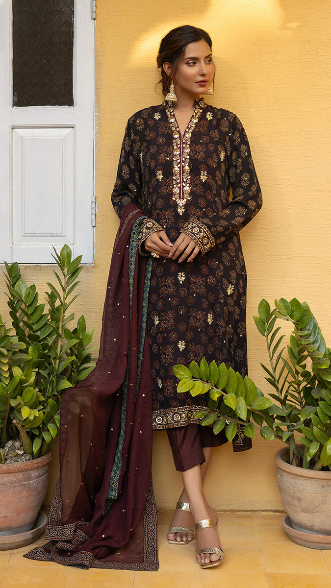 Ajrak Georgette Kurta