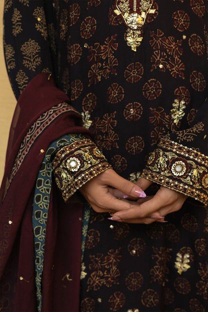 Ajrak  Georgette Kurta -  with Pants and Dupatta