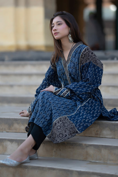 Indigo Ajrak Kurta