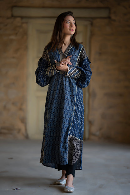 Indigo Ajrak Kurta