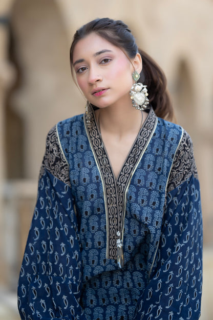 Indigo Ajrak Kurta