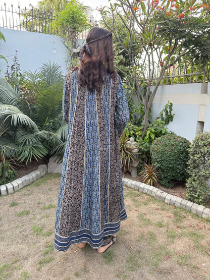 Indigo and black Kali Dar Kurta
