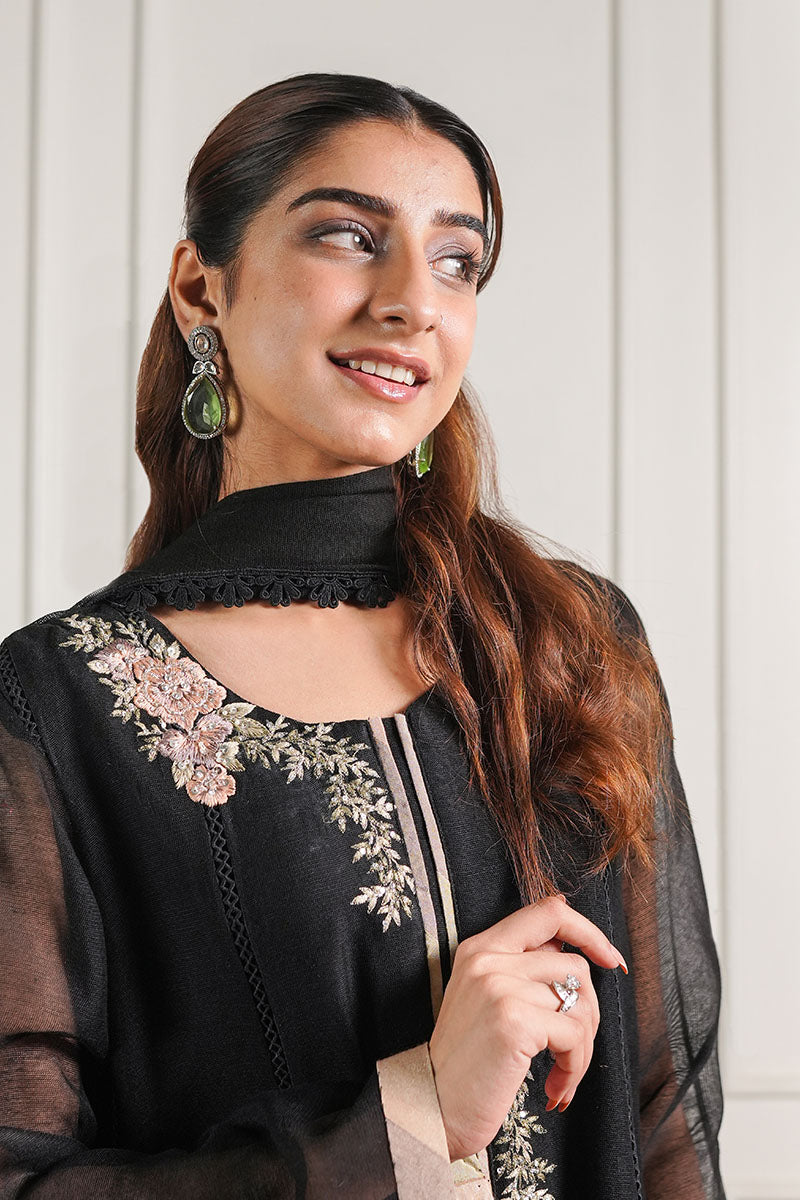 Black Chatta Patti Kalidaar Kurta and Trouser Set