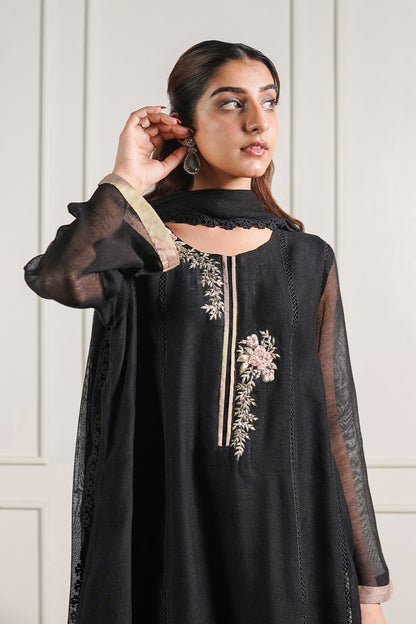 Black Chatta Patti Kalidaar Kurta and Trouser Set