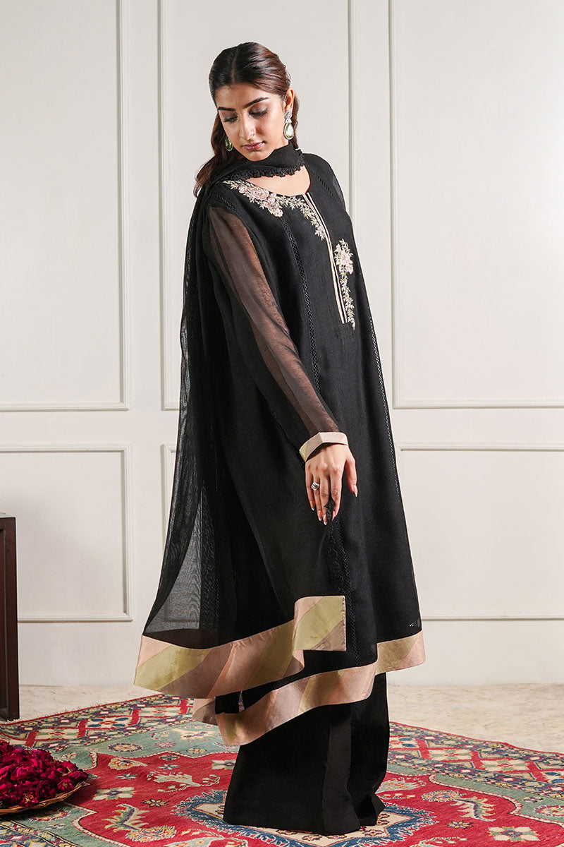 Black Chatta Patti Kalidaar Kurta and Trouser Set