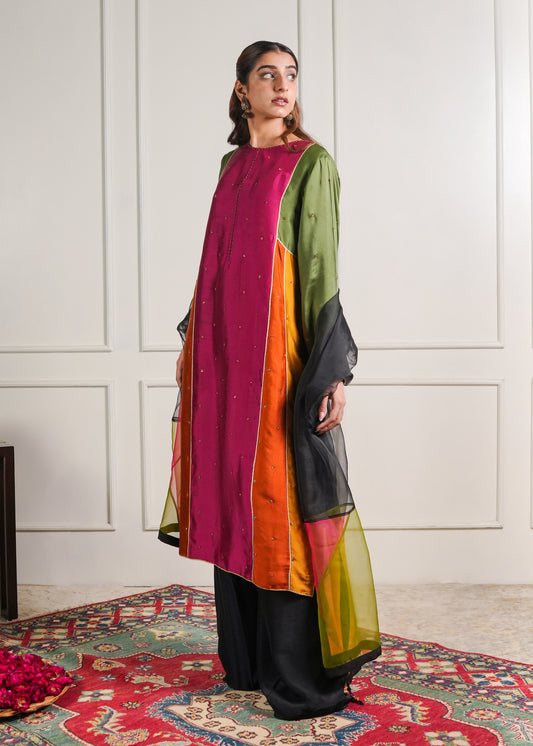 Jewel coloured Kali daar Kurta