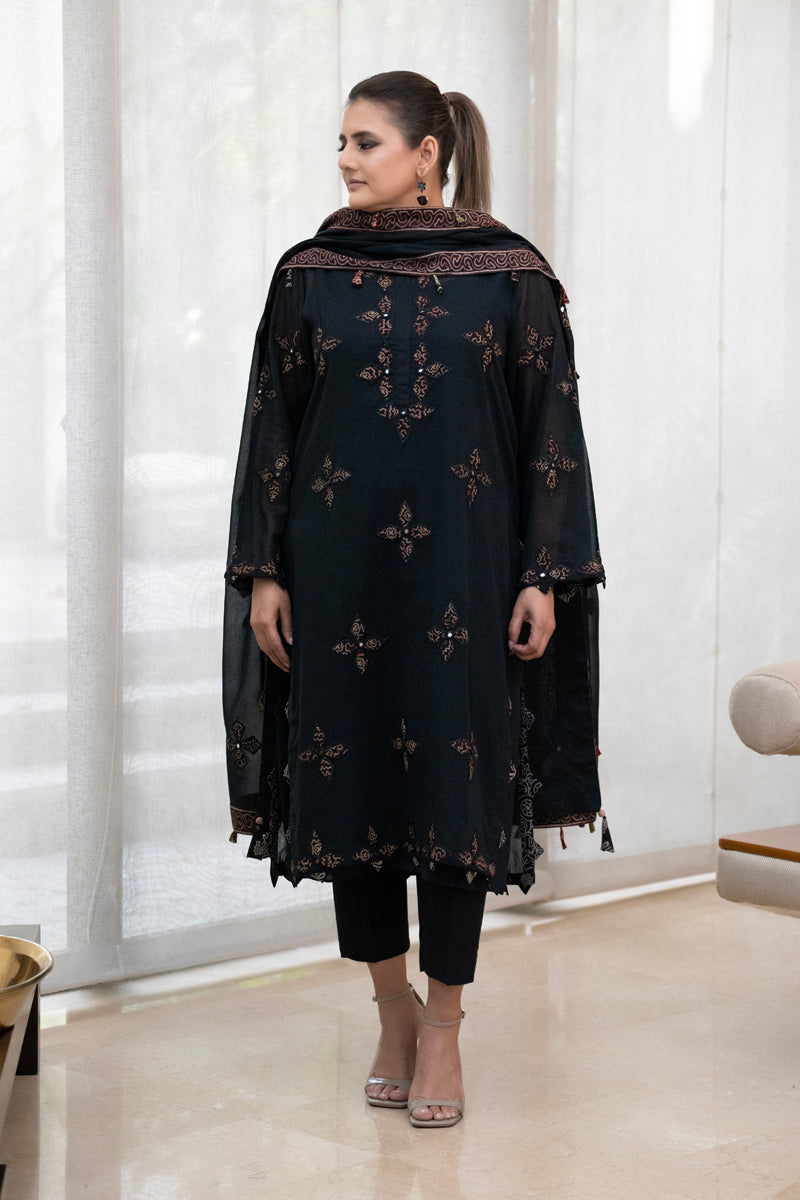 Appliqued Neck Pati Kurta