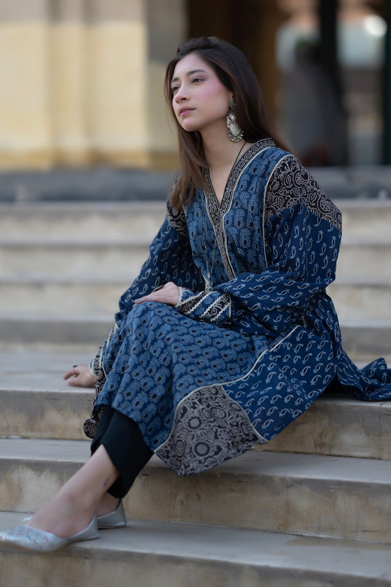 blue ajrak dress Ajrak Kahani Dress Generation International