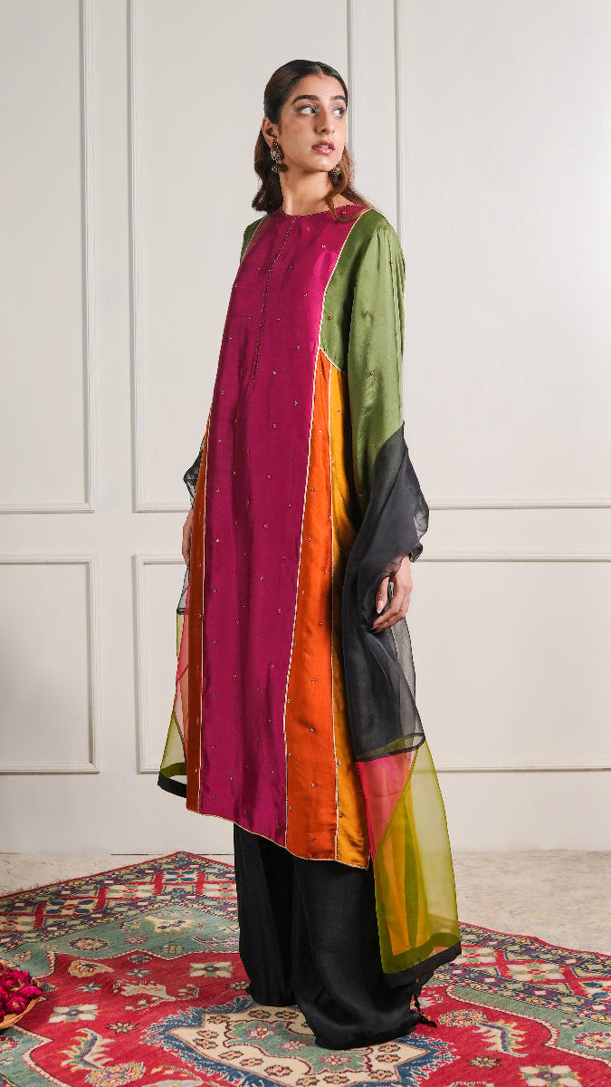 Jewel coloured Kalidaar Kurta and Trouser set