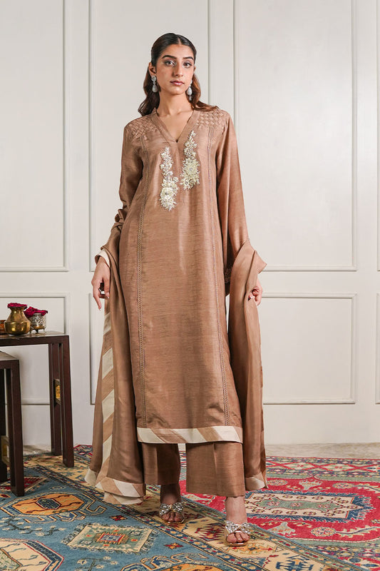 MOCHA KURTA AND TROUSER SET