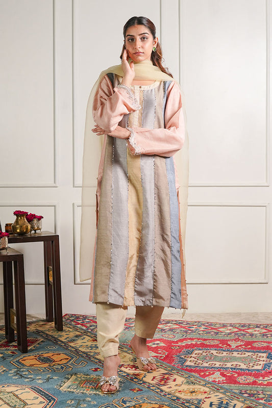 STRIPE KURTA AND TROUSER SET