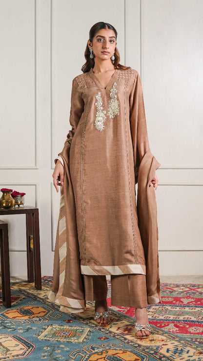 Mocha Kurta and trouser set