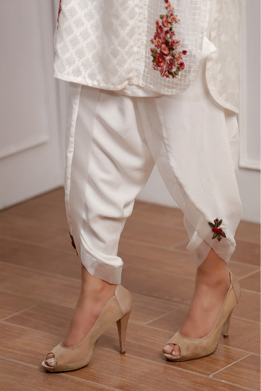 White Tulip Flower Shalwar